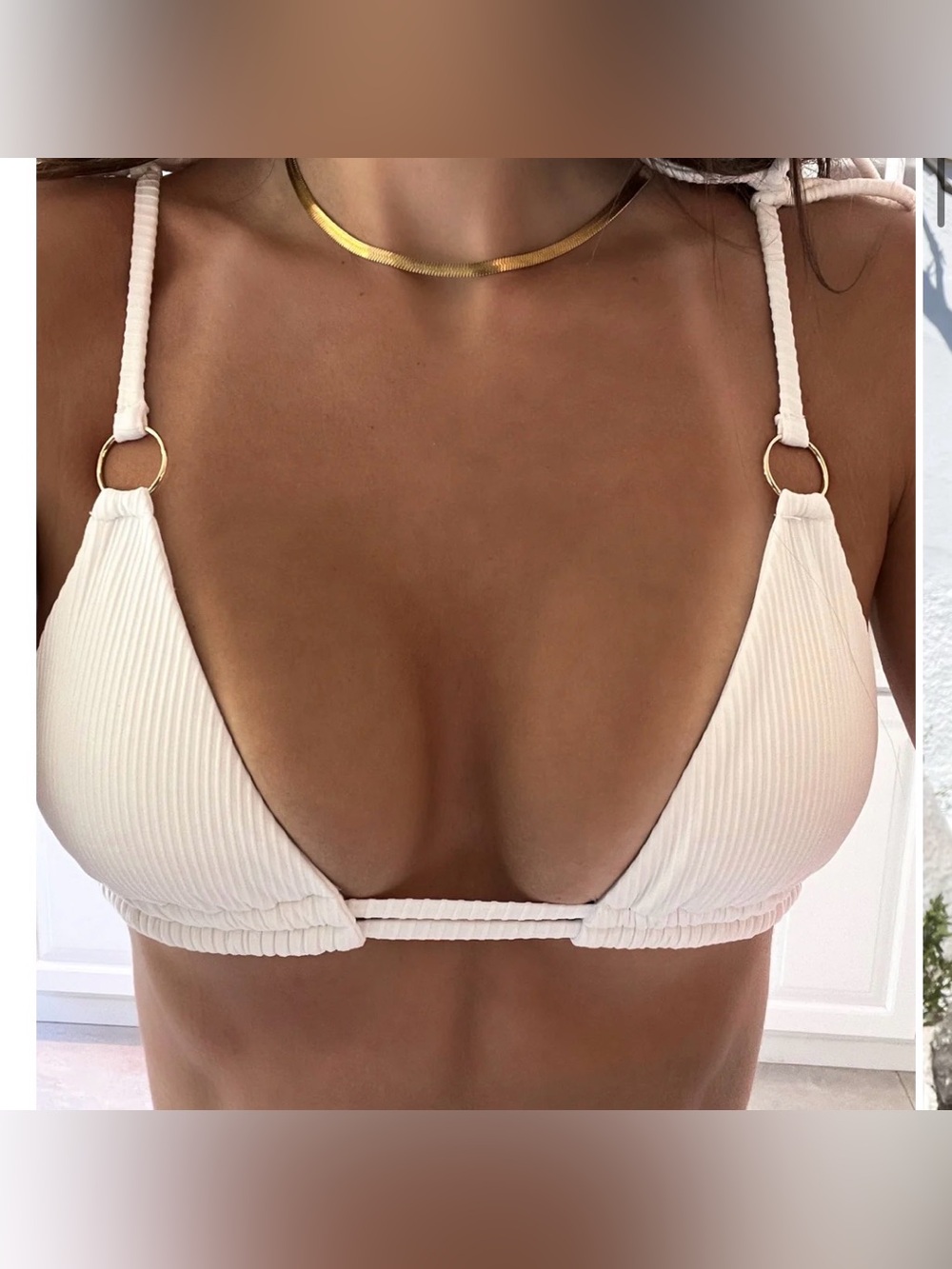 Hoaka swimwear ibiza white ecohoaka ribbed triangle bikini top - size S